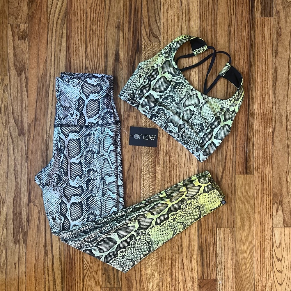ONZIE NEW SET High Rise Leggings and Bra XS/S leopard